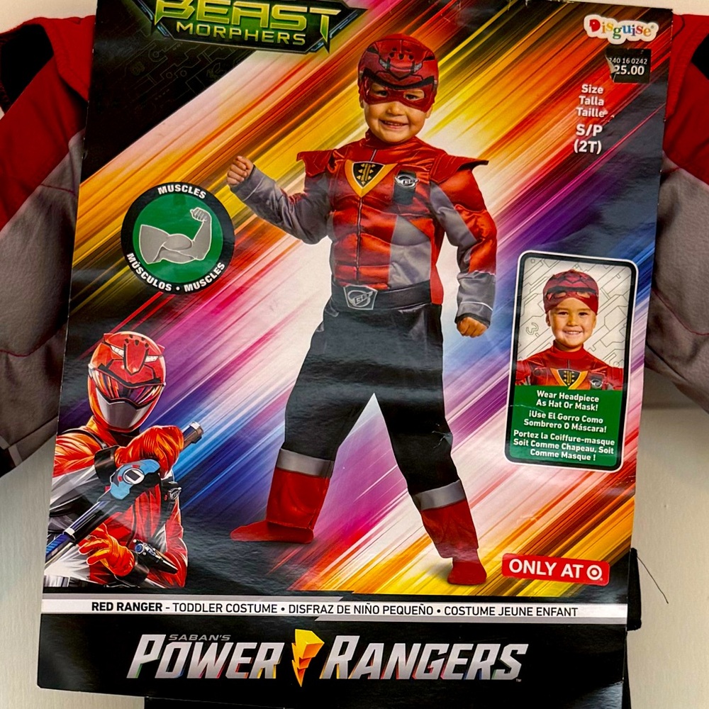 New Power Rangers Red Ranger Beast Morphers Halloween Costume 2T With Muscles